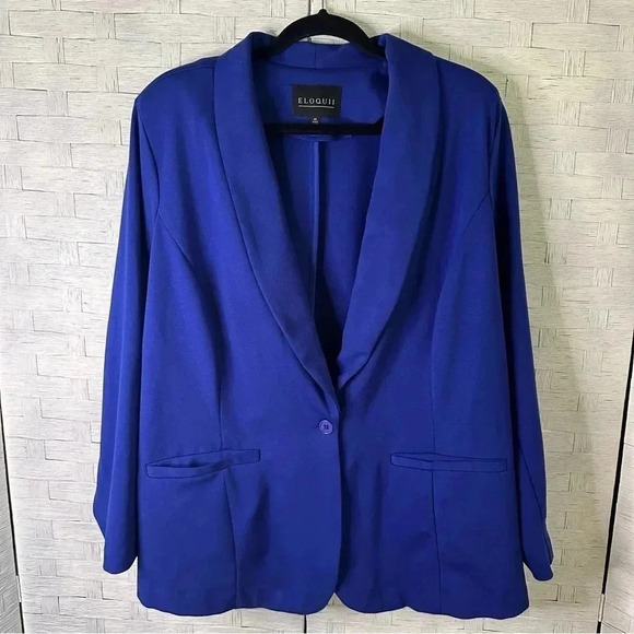 Eloquii blazer royal blue soft knit, business, casual blazer summer plus size - Picture 1 of 8